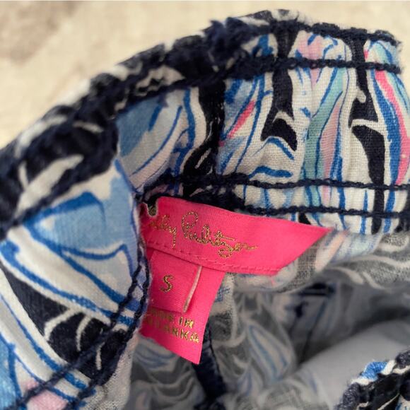 Lilly Pulitzer Taron Linen Pants Low Tide Sailboats Small Coastal Nautical - Picture 10 of 14